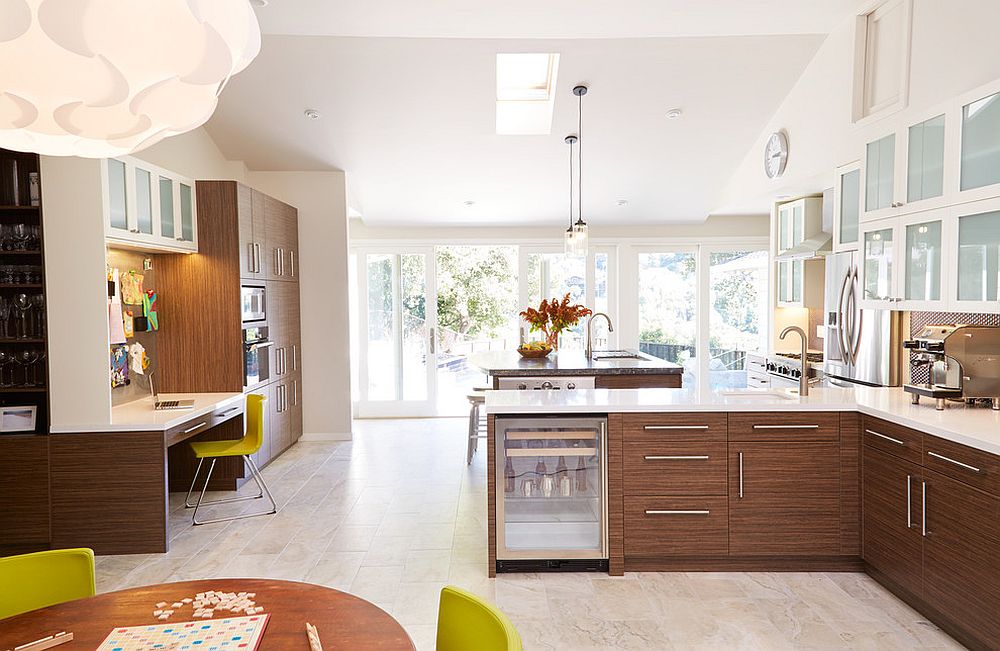 A kitchen with lots of drawer and storage space.