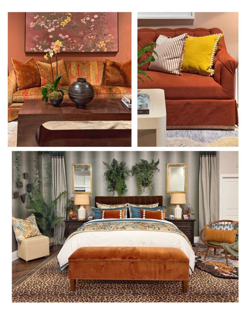 Collage of warm, earthy colors in room design