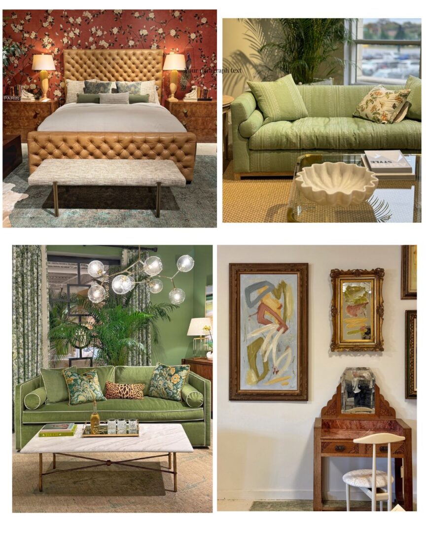 Collage of some earthy green colors in room design