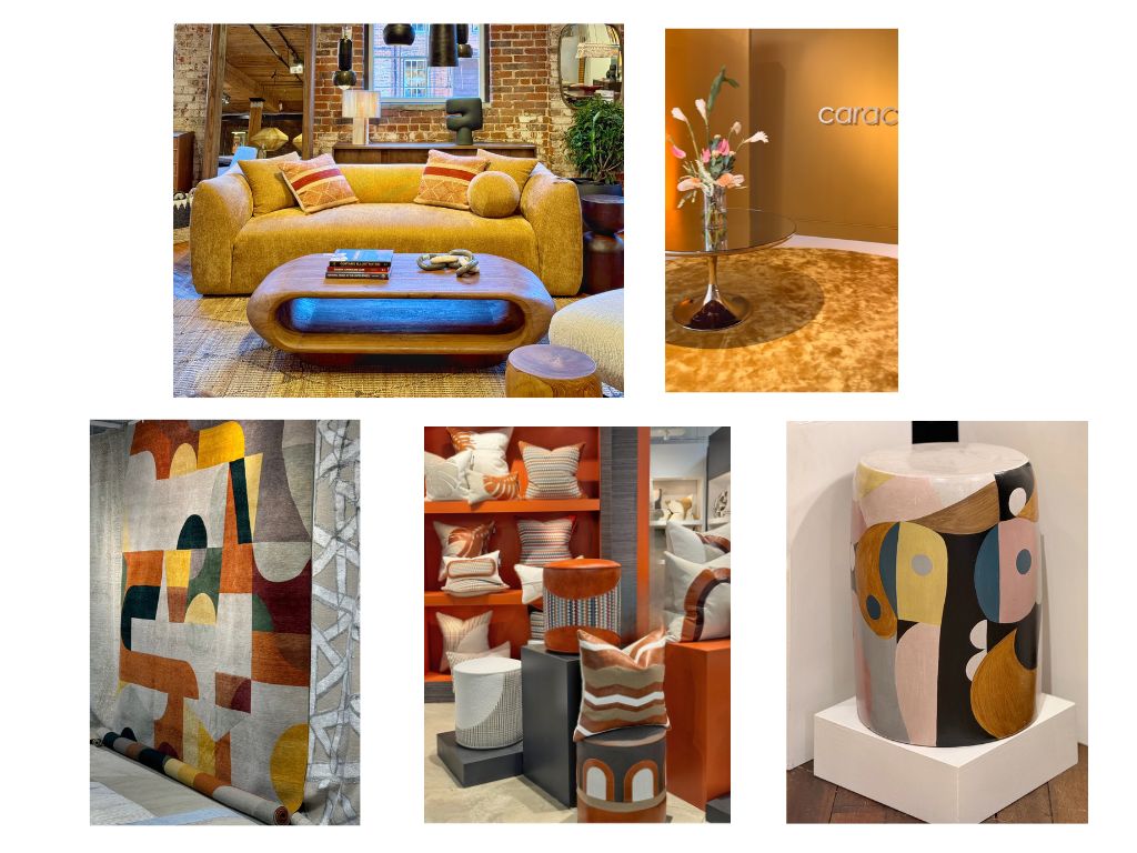 Collage of warm colors in room design